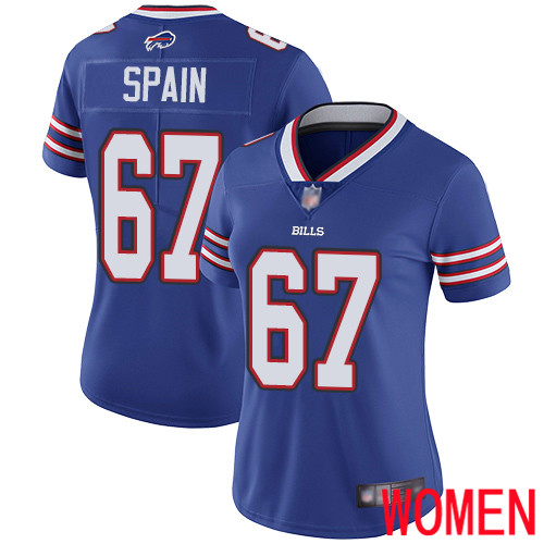 Women Buffalo Bills #67 Quinton Spain Royal Blue Team Color Vapor Untouchable Limited Player NFL Jersey